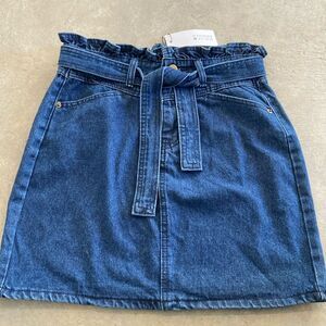 NWT Molly Bracken denim jean skirt paper bag waist small